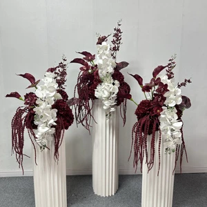 Party Supplies Red Silk Flowers Custom White Wedding Rose Bouquets Centerpiece Table Decorations Floral Arrangements