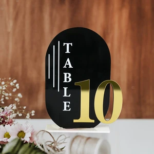 Gaojian Arch Acrylic Wedding Table Seat Card Wedding Table Number Sign Place Cards for Hotel Restaurant Digital Meal Card
