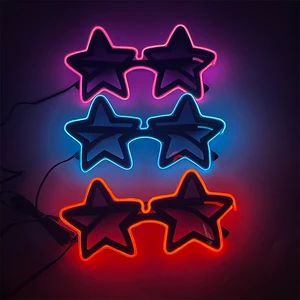 Hot Sale Plastic Party Funky Pentacle Luck Star Shaped LED Glasses for Halloween & Birthday Celebrations with Special Design