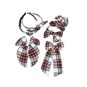 New Arrival European American Style Christmas Hair Bows Gingham Headband Hair Bands For Children And Girls' Holiday Accessory
