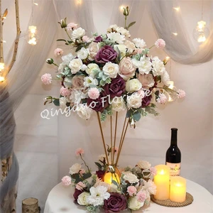 FL-091 Purple Flower Ball Wedding Bouquet Dark Purple Wedding Table Centerpieces Arrangement for Table Decoration