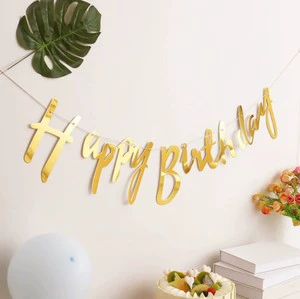 Happy Birthday DIY Pull Flag 1.8 Meters Long Eco-Friendly Customizable Reusable Party Banner Durable Paper Flag for Events