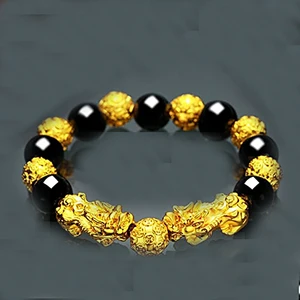 Wholesale Fashion Pi Yao Bead Bracelet Handmade Adjustable Custom Obsidian Attract Luck Wealth Fashion Beaded Wrist Bracelet