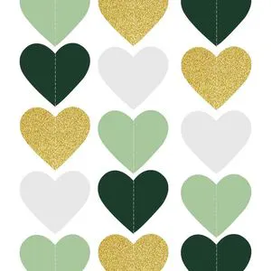 Wedding Decoration Retro love Green Flower Glitter UV Printed Love Shape Paper Gradient Banner Layout Cartoon Pattern Party