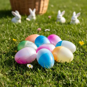 Hot Selling Classic Style Letterpress Printed Plastic Easter Eggs with Bucket for Holiday Decoration & Gift
