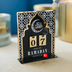 DAMAI Ramadan Decorations Muslim Islamic Eid Mubarak Gold White Black Moon Ramadan Countdown Calendar Table Ramadan Accessories