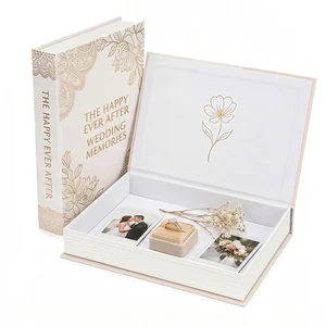 Custom Decorative Book Shaped Box Wedding Memory Keepsake Hidden Storage for Photos & Rings Perfect Bridal Gift