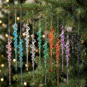 12PCS Acrylic Artificial Ice Stick Ornaments Christmas Decorations Atmosphere Setting Handmade DIY Home Tree Decoration Pendant