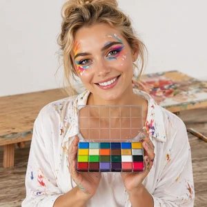 24 Color Face & Body Paint, Non-toxic Water Based Face Painting Palette for Halloween Christmas Easter Party
