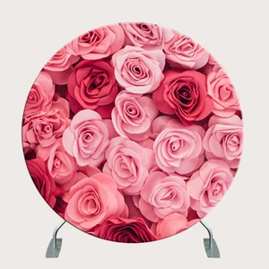 Customized Dye-Sublimation Waterproof Full Color Tension Fabric Double-Sided Oval Wedding Circle Backdrop Display Trade Show