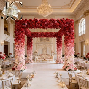 Artificial Flower Arch for Wedding Studio Shooting Table Prop Full Bloom Wedding Dense Floral Table Decor