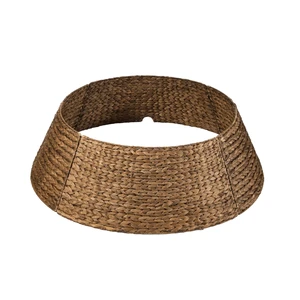 Handwoven Farmhouse Water Hyacinth Christmas Tree Collar 3-Piece Base Cover with Cord Cut Out from Vietnam