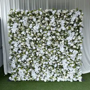 White Artificial Rose Flower Wall For Wedding Proposal Shopping Mall Window Display Background Event Birthday Decoration
