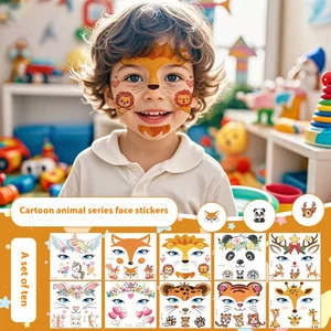 Animal Face Temporary Tattoo Stickers for Kids Magic Stage Makeup for Holiday Parties New Paper Face Stickers