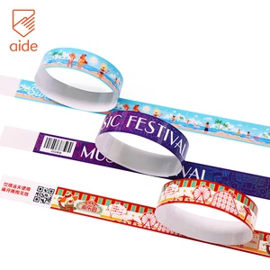 Customized Logo Waterproof Disposable Synthetic Paper Bracelets ID Tickets Wristbands Tyvek Paper Wristband for Events Party Use