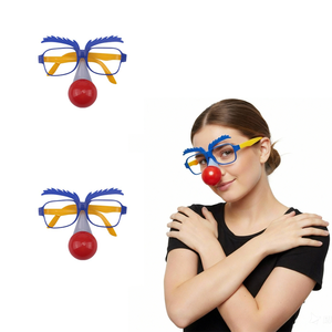 PESENARF Clown Glasses with Red Nose Funny Party for Holiday Gathering Adult Festive Decor Novelty Eyewear Party Favors