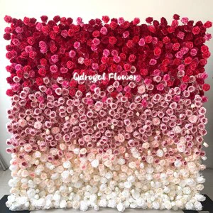 Factory Customized High Quality Pink Flower Wall Modern Romantic Wedding Backdrop with Artificial Flowers for Decorations