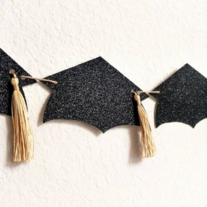 Pafu Royal Blue and White Graduation Party Decoration 2025 High School Graduation Black Gold Paper Glitter Banner