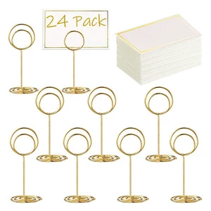 Nicro in Stock 24pcs Gold Seating Label Placecard Clips Setting Place Display Wedding Name Mini Table Number Card Holder Stands