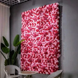 Wedding Decorative Artificial Silk Rose Flower Wall Panel Backdrop