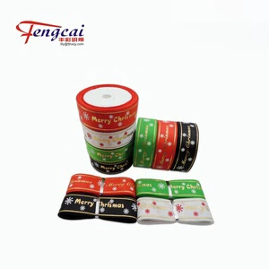 Ribest Polyester Christmas Ribbon Custom Printed Ribbon for Christmas Decor Logo Room Decoration