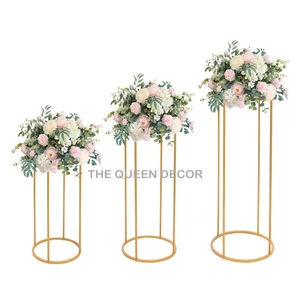 Handmade Floral Silk Wedding Table Arrangement Red and White Rose European Metal Centerpiece Flowers Aluminum Carton