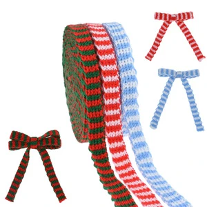 New Christmas Ribbon Knitting Wool Ribbon Christmas Deer Snowman Bow Bow Material