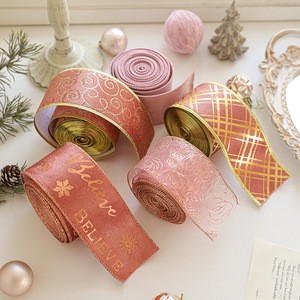 2025 Christmas Party Gift Decor 63mm Xmas Ribbon Bow Glitter Merry Christmas Ribbon Hot Stamping Christmas Ribbon Roll