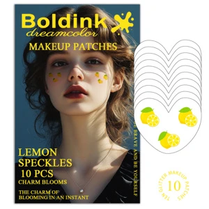 Bright Lemon Fruit Face Makeup Patches 10PCS Glitter Speckles Instant Blooming Stickers for Summer Outdoor Party Decoration