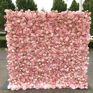 Artificial Silk Christmas Roll-Up Rose Flower Wall Decorations for Weddings Parties Home Stage Backdrop