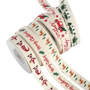 Christmas Ribbon Fashion Glitter Cotton Ribbon 1.6cm Spool for Holiday Gift Wrapping DIY Craft Bouquet & Cake Decoration