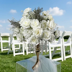 Wedding Table Decorations Red White Rose Flower Centerpieces Artificial Flower Balls for Home Hotel Villa Party Decoration