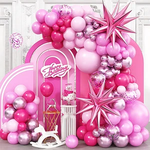New Trend Hot Sale Wedding Arch Backdrop Party Supplies Birthday Balloons Garland Kit Pink Party Decorations for Pink Party