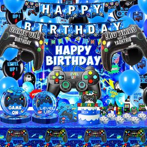 Video Game Birthday balloon set Decorations Game Party Decorations Backdrop Plates Napkins Balloons Tablecloth Party Supplies
