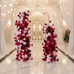New Style Square Silk Artificial Flowers Wedding Centerpiece Arch 7-8ft Adjustable Eco-Friendly Durable for Stage Decor