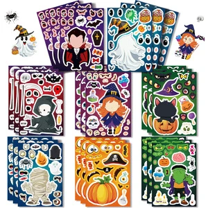DIY Create a Face Sticker Set Kids Adults Pin Games DIY Paper Craft Stickers for Kids Games Party Favors Halloween Supplies
