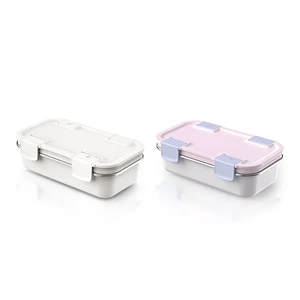 Microwavable Stainless Steel Lunch Box Ceramic Coated Bento Box Leakproof Microwave Safe S/S Food Container For Office School