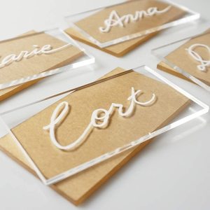 Clear Acrylic Wedding Place Cards Handwritten Calligraphy Seating Names Blank Rectangle Acrylic Name Cards 3mm Table Decor