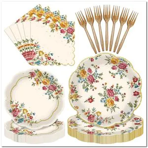 Custom Vintage Floral Tableware Set Themed Party Supplies Party Table Decorations for Mother Day and Garden Celebrations
