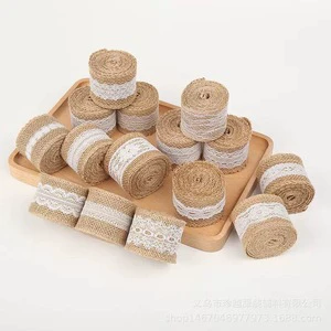 Natural Jute Floral Garden Lacey Christmas Burlap Ribbon Woven and Sustainable for Eco-Friendly Decorations