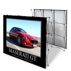Custom Full Color Logo Design Printed Art Exhibition Fair Event Backdrop Pop Up Banner Stand