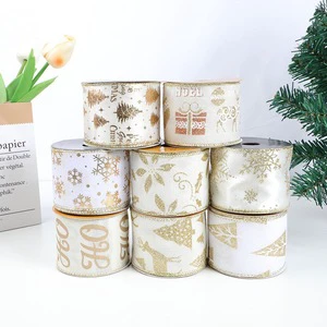 Luxury 10 Yards 6.3cm Linen Wired Christmas Ribbon Christmas Gift Trim Ribbon for Decoration Gift Wrapping