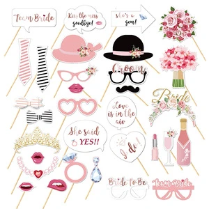 32Pcs Team Bride Be Paper Photo Booth Props Mask Photobooth Bachelorette Hen Party Bridal Shower Wedding Decoration Supplies