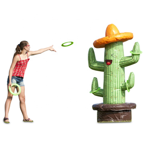 Commercial Outdoor PVC Inflatable Cactus Ring Toss Game Fun Party Rental Equipment for Kids and Adults Includes Blower