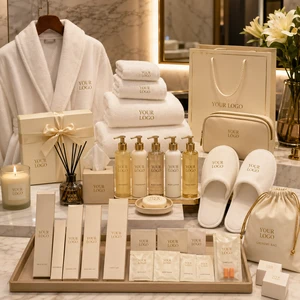 Custom Hotel Welcome Gift Set Bathrobe Slippers Towel Cosmetic Pouch Welcome Card Room Card Hospitality Amenities