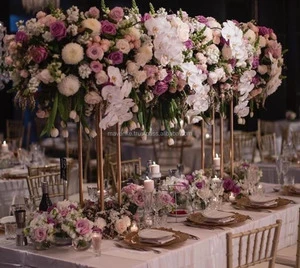 Wedding Tabletop Decor Flower Stand Golden Decorative Centerpiece Metal Table Flower Stand Wedding Centerpiece
