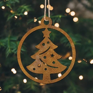Rustic Iron Circle Hanging Christmas Tree Ornaments Laser Cut Vintage Design for Holiday Home Decor,Christmas Gift decorations