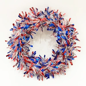 New Design Fourth July Patriotic TinseL Garland Wreath Home Decorations and Party Tableware & Table Decorations