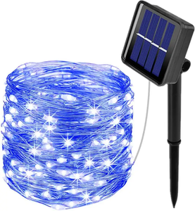 Outdoor Waterproof LED Solar Copper Wire Christmas Tree Lights String IP65 Rated 100 LEDs 10m Length 8 Functions Warm White