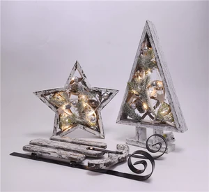 GY BSCI Hot Sale Wood Tree Shape Table Stand Led Xmas Decorations Home Decor Christmas Craft